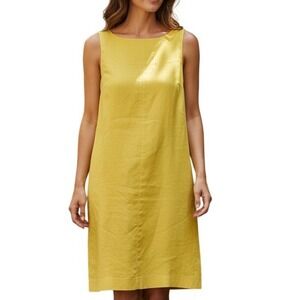 Lauren Ralph Lauren Yellow Sheath Dress 10 Sleeveless Work Office Career Classic